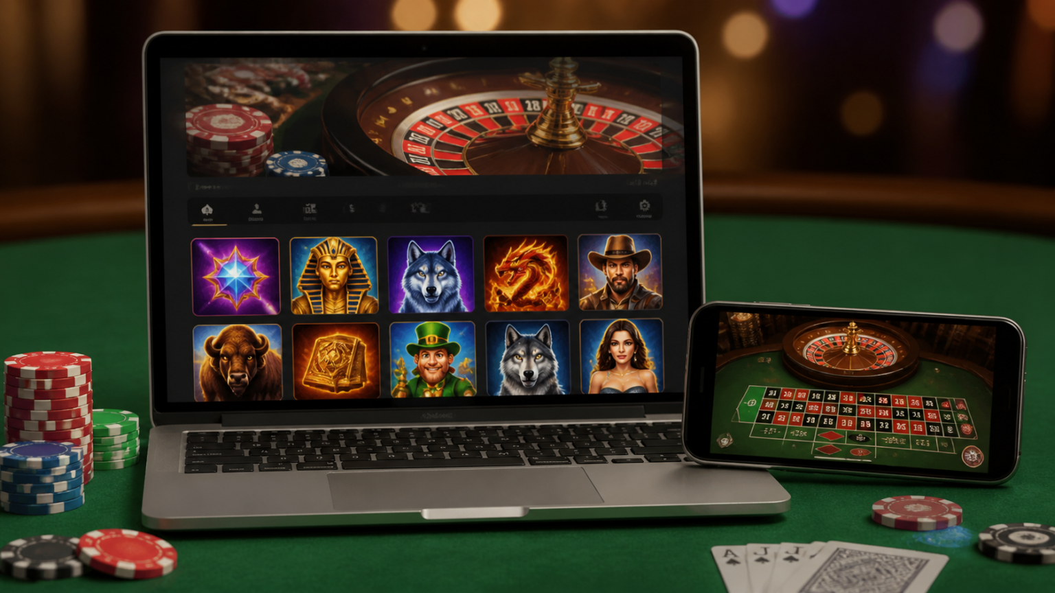 Schermata di casino online non aams con slot e tavolo roulette
