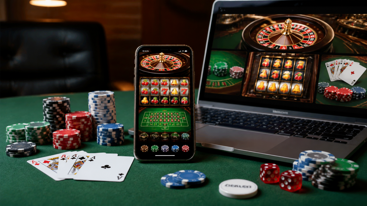 ブックメーカー サッカーの人気市場を徹底解説 Smartphone and laptop showing betting sites in a casino-related gaming setup